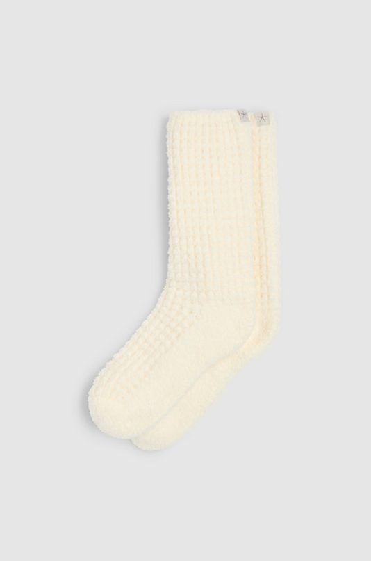 Barefoot Dreams CozyChic Waffle Socks - Pearl Loungewear in at Wrapsody