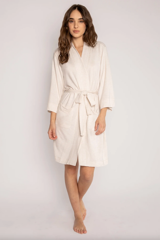 PJ Salvage Jammie Essentials Robe - Oatmeal Loungewear in S at Wrapsody