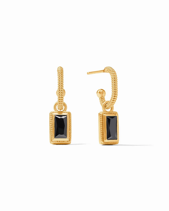 Julie Vos Baguette Obsidian Black Hoop & Charm Earrings Earrings in  at Wrapsody