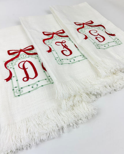 Pagoda Green/Red Initial Kitchen Towel Kitchen Towels in at Wrapsody