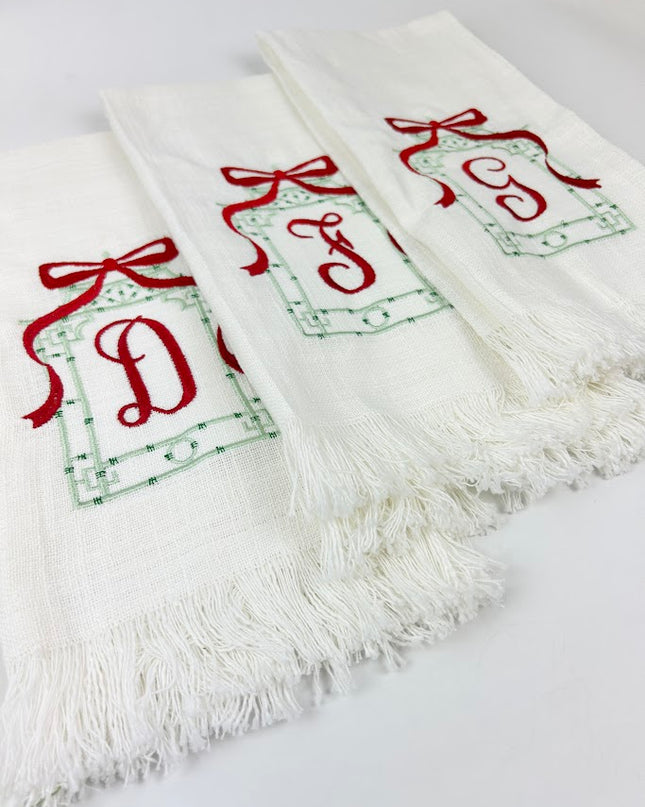 Pagoda Green/Red Initial Kitchen Towel Kitchen Towels in at Wrapsody