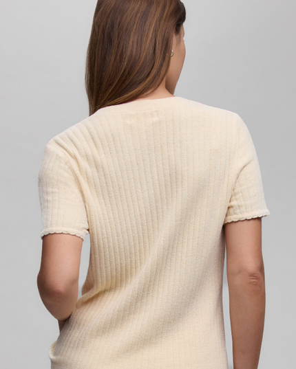 Barefoot Dreams Scallop Ribbed Shirt - Daffodil Loungewear in at Wrapsody