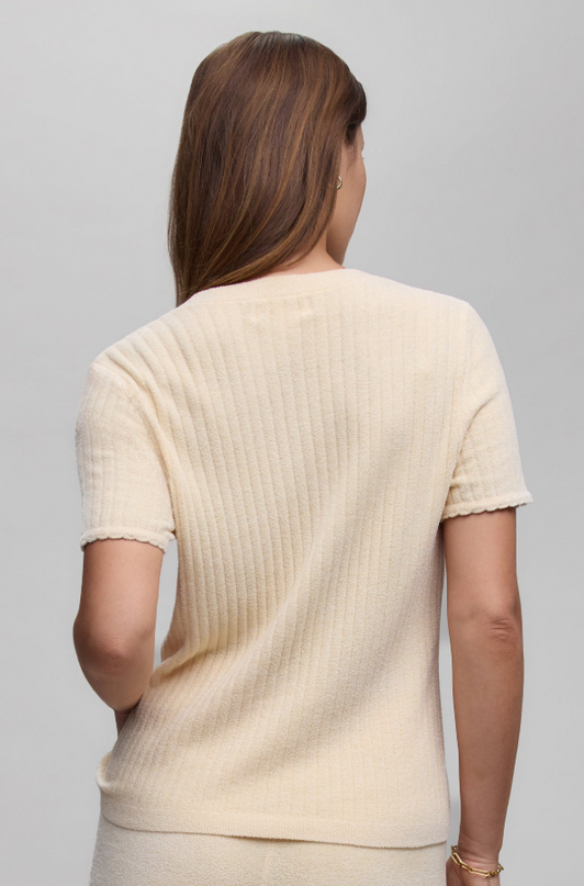 Barefoot Dreams Scallop Ribbed Shirt - Daffodil Loungewear in at Wrapsody