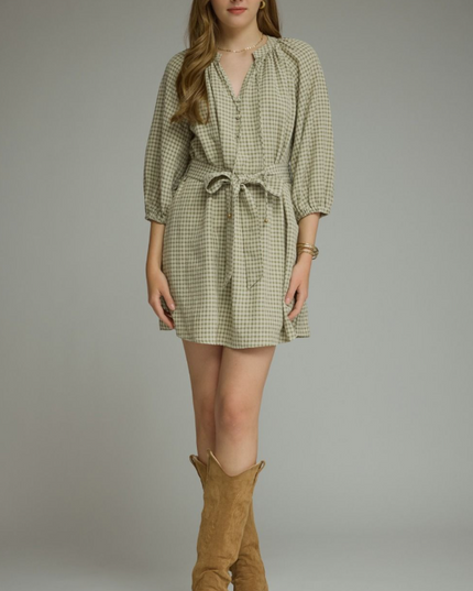 Plaid Sage Mini Dress