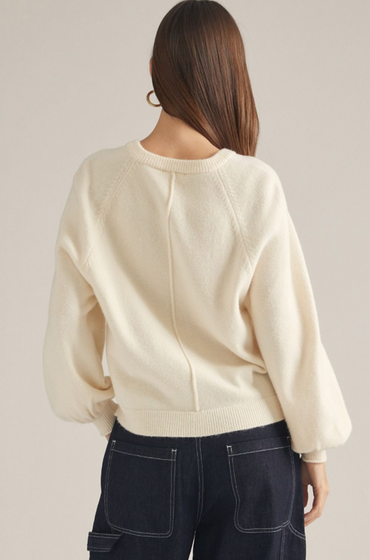 Half Button Detail Cream Sweater