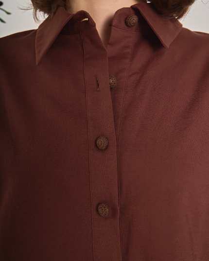 English Factory Linen Lace Chocolate Blouse