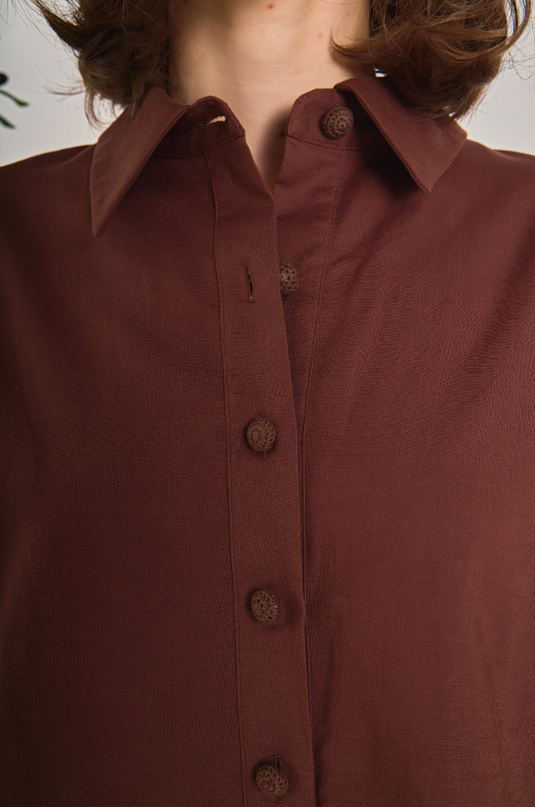 English Factory Linen Lace Chocolate Blouse Tops in at Wrapsody