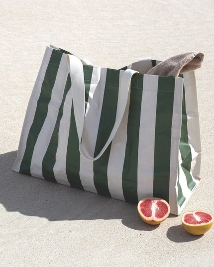 Carryall The Vacay Olive Stripe Beach Bag