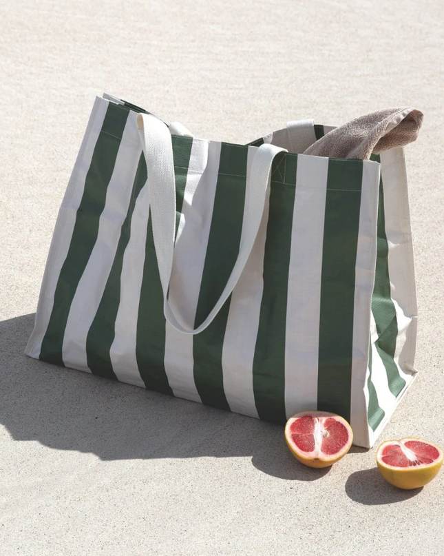Carryall The Vacay Olive Stripe Beach Bag