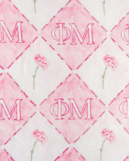Sorority Flannel Fleece Blanket Greek in Phi Mu at Wrapsody