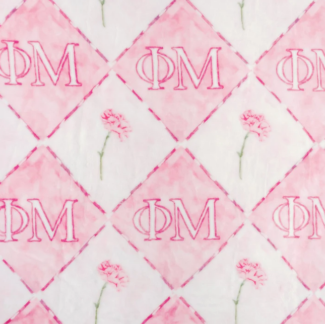 Sorority Flannel Fleece Blanket Greek in Phi Mu at Wrapsody