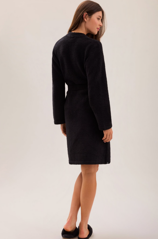 Barefoot Dreams CozyChic Solid Robe - Black Loungewear in at Wrapsody