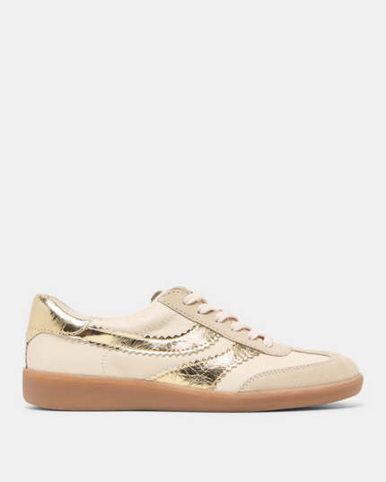 Merit Leather White/Gold Sneakers Shoes in 6 at Wrapsody