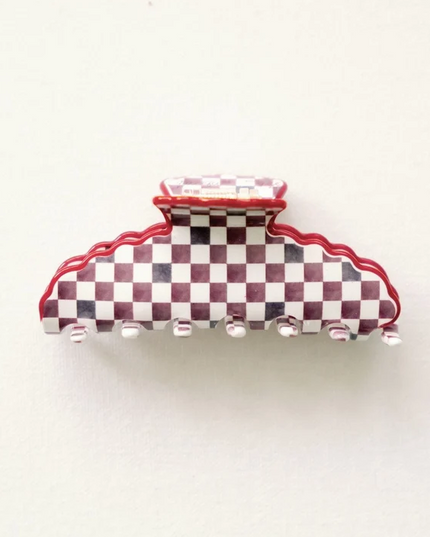 Scalloped Black & Red Claw Clip
