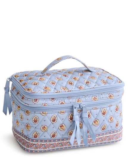 Vera Bradley Blue Leaf Brush Up Cosmetic Case