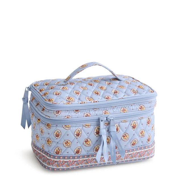 Vera Bradley Blue Leaf Brush Up Cosmetic Case Travel Accessories in at Wrapsody