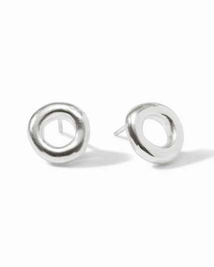 Julie Vos Wave Circle Stud in Silver Earrings in at Wrapsody