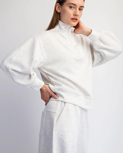Modal Light Grey Quarter Zip Pullover