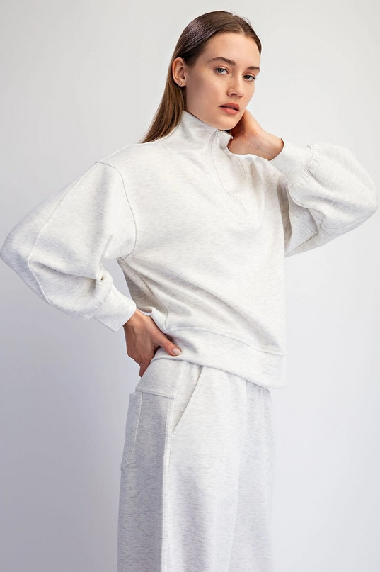 Modal Light Grey Quarter Zip Pullover