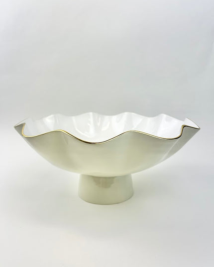 Encanto Carola Large Pedestal in Cream/White Tabletop in  at Wrapsody