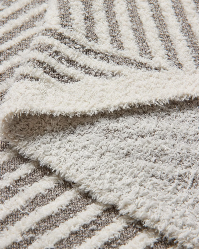Barefoot Dreams Mixed Stripe Cream/Pewter Throw Blankets & Throws in at Wrapsody