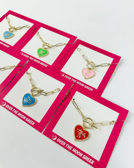 Sorority Heart Charm Necklace Greek in at Wrapsody