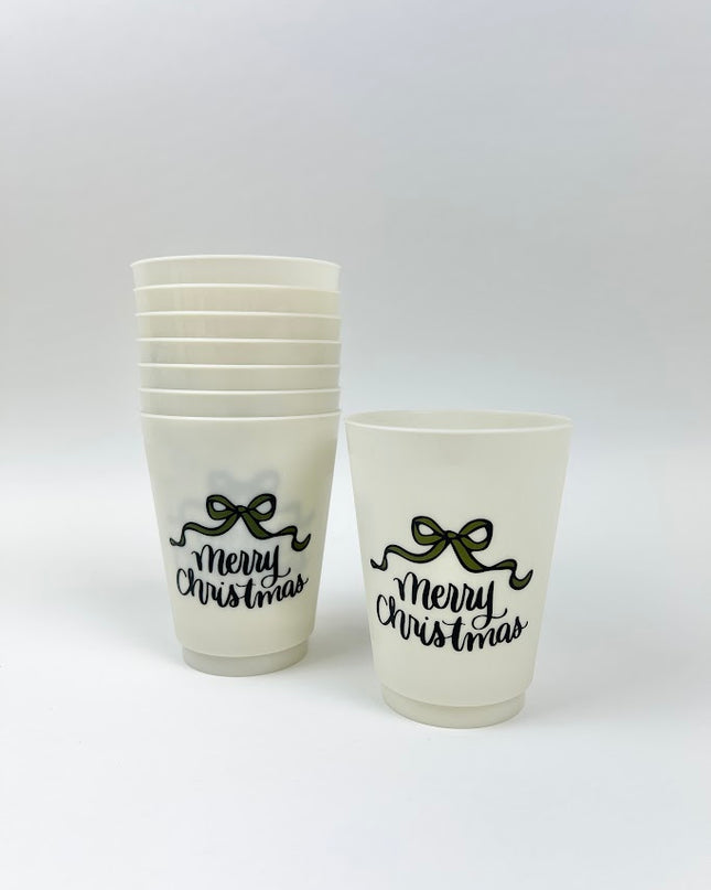 Merry Christmas Bow Frost Flex Cups Set of 8 Drinkware in at Wrapsody