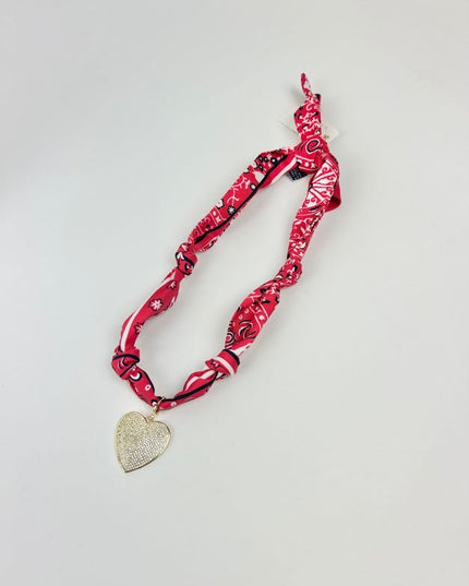 Red Leah Heart Scarf Necklace Necklaces in at Wrapsody