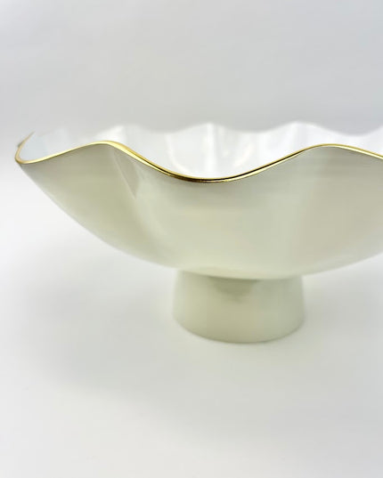 Encanto Carola Large Pedestal in Cream/White Tabletop in  at Wrapsody