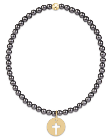 Enewton Blessed Disc 3mm Bracelet Dark Grey Pearl
