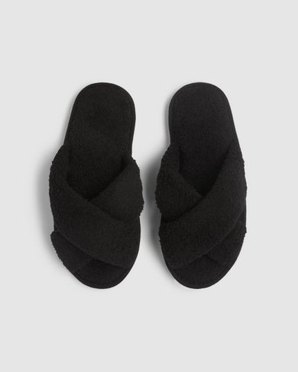 Barefoot Dreams Crossover Slippers - Black Shoes in S at Wrapsody