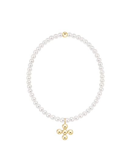 Extends Classic Pearl 3mm Bracelet with 4mm Signature Cross Beaded Charm