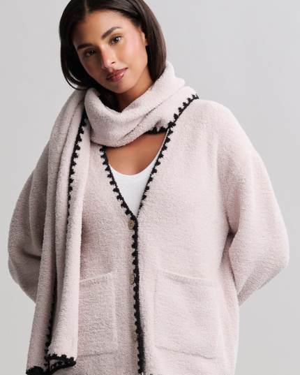 Barefoot Dreams Stone Cardigan & Scarf Outerwear in S at Wrapsody