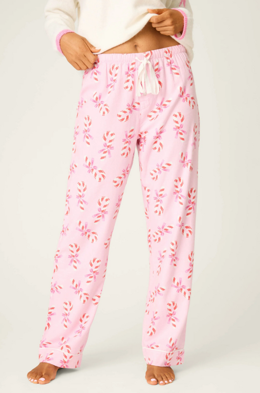 PJ Salvage Flannel Baby Pink Pants Loungewear in S at Wrapsody