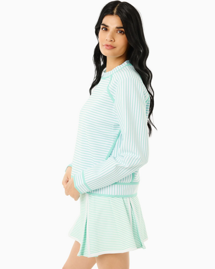 Bainbridge Stripe Sweatshirt in Jelly Mint/White Activewear in at Wrapsody