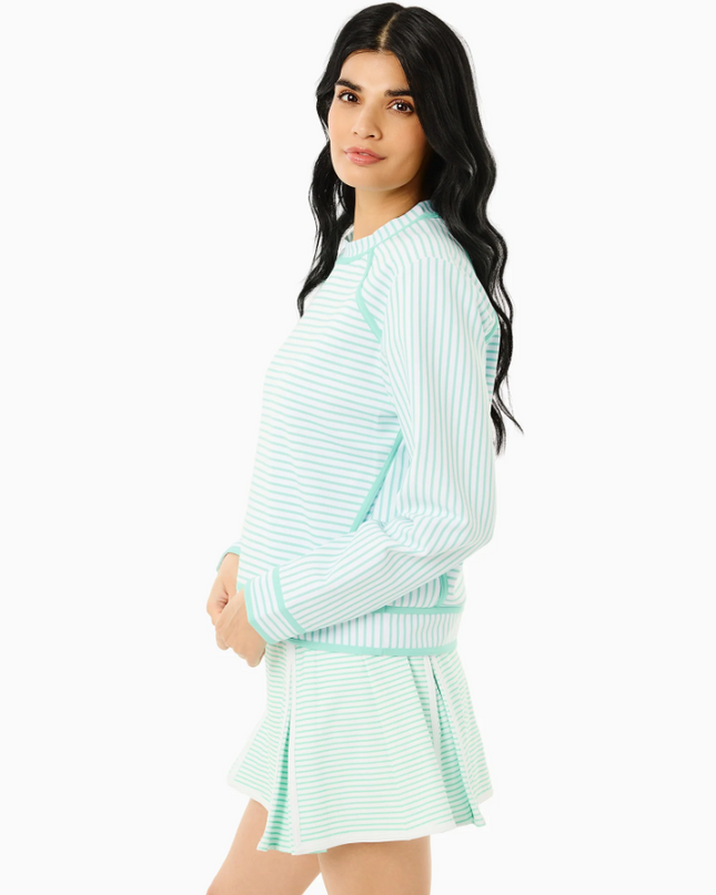 Bainbridge Stripe Sweatshirt in Jelly Mint/White Activewear in at Wrapsody