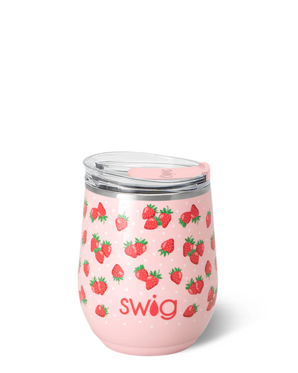 Swig 12oz Stemless Wine Cup Strawberry Shortcake
