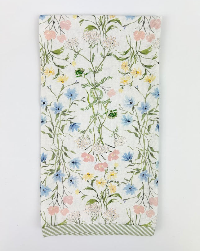 Callie Floral Green Tea Towel Kitchen Towels in at Wrapsody