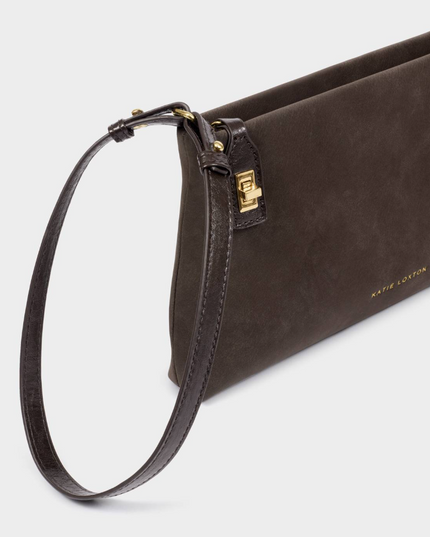 Orin Twist Lock Small Shoulder Bag in Chocolate Bitter