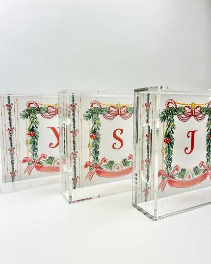 Christmas Crest Initial Acrylic Tray Home Decor in  at Wrapsody