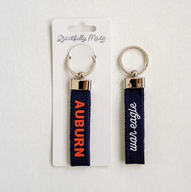 Auburn Embroidered Keychain