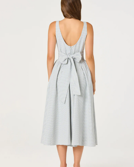 Vinya Blue Plaid Midi Dress Dresses in at Wrapsody