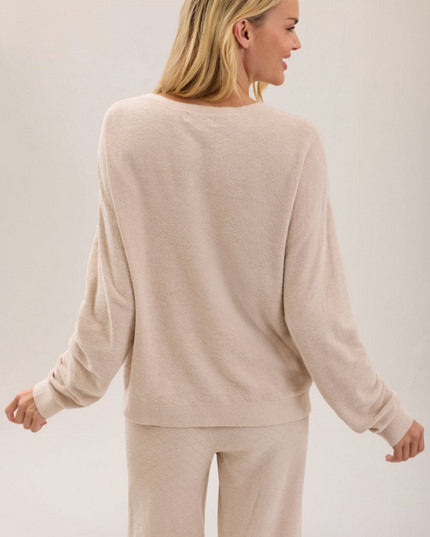 Barefoot Dreams CozyChic Ultra Lite Diamond Henley - Stone Loungewear in at Wrapsody