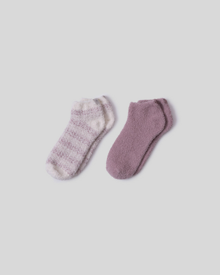 Barefoot Dreams Ankle Sock Set Stripe Teaberry Loungewear in at Wrapsody