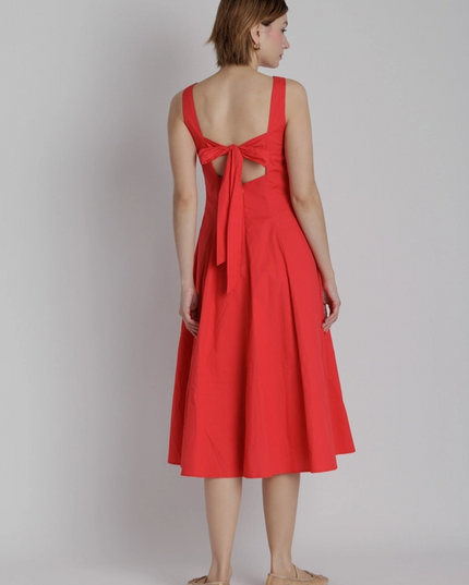 Keyhole Midi Dress in Red Dresses in at Wrapsody