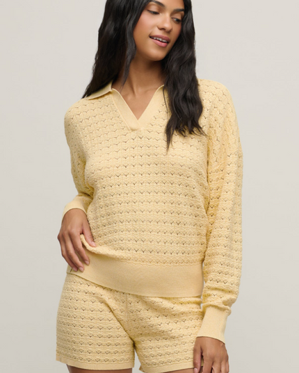 Barefoot Dreams Tulip Pointelle Canary Pullover