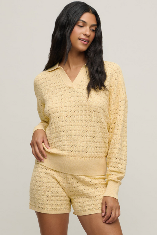 Barefoot Dreams Tulip Pointelle Canary Pullover