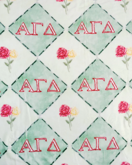 Sorority Flannel Fleece Blanket Greek in Alpha Gamma Delta at Wrapsody