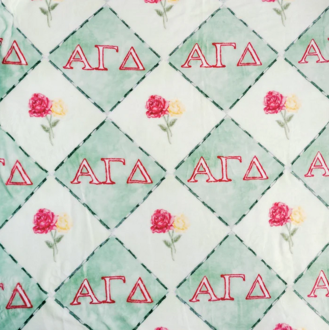 Sorority Flannel Fleece Blanket Greek in Alpha Gamma Delta at Wrapsody