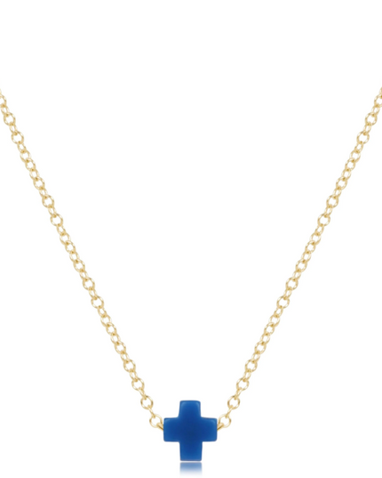 eGirl 14" Small Signature Cross Necklace - Cobalt